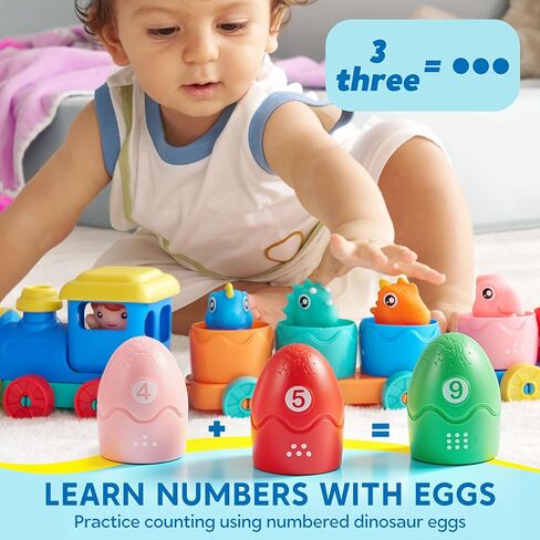 لعبة تعليمية للأطفال الصغار من عمر 1 إلى 2 3 سنوات، العد والمطابقة والفرز قطار المزرعة التعليمي مونتيسوري بما في ذلك 9 حيوانات المزرعة و1 مزارع، هدية عيد ميلاد للأطفال الأولاد والبنات in Kuwait