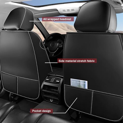 Car Seat Covers Fit for Ford Explorer 1999-2025 Waterproof Premium Nappa Leather Seat Covers with Airbag Compatibility, Easy to Clean, Scratch Proof(Black Red, 2 Pcs Front) in Saudi Arabia