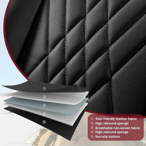 Car Seat Covers Fit for Ford Explorer 1999-2025 Waterproof Premium Nappa Leather Seat Covers with Airbag Compatibility, Easy to Clean, Scratch Proof(Black Red, 2 Pcs Front) in Saudi Arabia