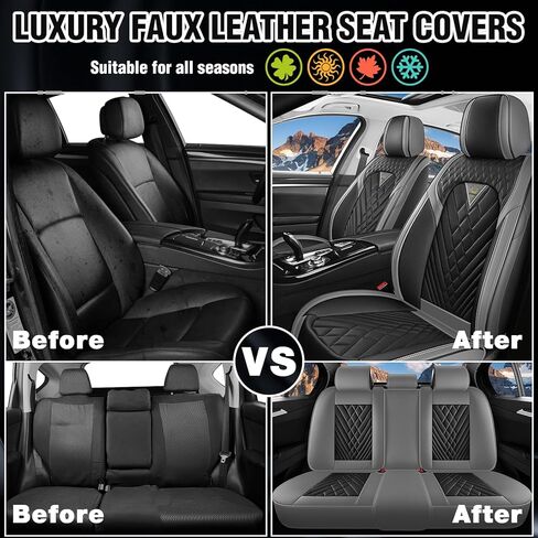 Car Seat Covers for Hummer H3 2006-2010, Waterproof Nappa Leather Car Seat Protector, Comfortable and Anti-Slip Car Seat Cover&Accessories(5 Seats/Gray Black) in Saudi Arabia