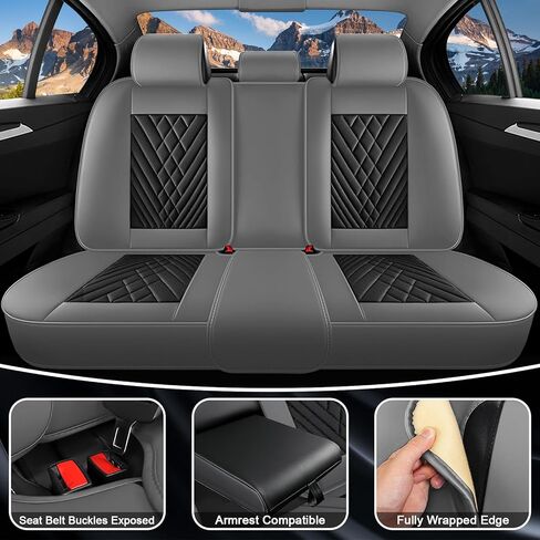 Car Seat Covers for Hummer H3 2006-2010, Waterproof Nappa Leather Car Seat Protector, Comfortable and Anti-Slip Car Seat Cover&Accessories(5 Seats/Gray Black) in Saudi Arabia