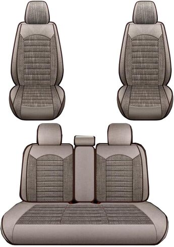 أغطية مقاعد السيارة مجموعة كاملة لسيارة Toyota Crown (S210) 14.Gen 2015 2016 2017 2018 2019 2020، مادة الكتان لجميع المواسم بدون إزاحة، غطاء مقاعد السيارة سهل التركيب، غطاء مقعد رمادي in Saudi Arabia