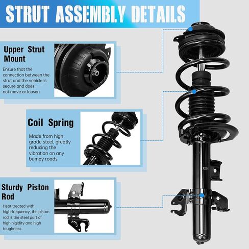 مجموعة الدعامات الأمامية مع استبدال ممتص الصدمات الربيعي الملفوف لسيارة جيب شيروكي 2014-2022 FWD 13611 13612 مجموعة من 2 in Kuwait
