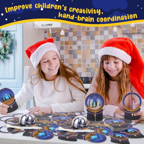 24 Set Christmas Nativity Snow Globe Craft Kit DIY Make Your Own 3D Jesus Birth Snowglobe Hanging Ornament with Glitter Sequins Papers for Home School Xmas Holiday Religious Decor in Saudi Arabia
