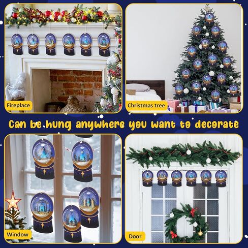 24 Set Christmas Nativity Snow Globe Craft Kit DIY Make Your Own 3D Jesus Birth Snowglobe Hanging Ornament with Glitter Sequins Papers for Home School Xmas Holiday Religious Decor in Saudi Arabia