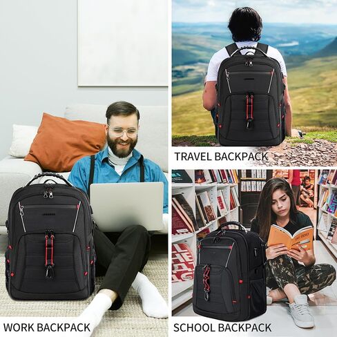 KROSER Travel Laptop Backpack 17.3 inch XL Computer Backpack Stylish College Backpack with RFID Pockets USB Charging Port REFLECTIVE STRIPS Water-Repellent Day pack for Business/Men in Kuwait