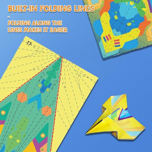 25 Designs Paper Airplane Kit for Kids Ages 6-12, Paper Airplane Book, 75 Sheets Colorful Origami Paper with Gift Ready Box, Creative Gifts for Boys & Girls in Saudi Arabia
