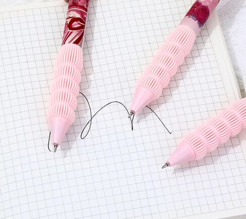 10pcs Cute Pink Rose Retractable Pens 0.5mm Black Ink Writing Pens Smooth Writing Office School Supplies for Women Men(Pink Rose 10pcs) in Saudi Arabia