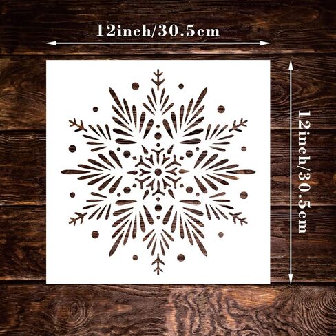 12x12 inch Large Snowflake Stencil Reusable, Christmas Snowflake Stencil for Painting on Journal, Greeting Card, Gift Box, Windows, Home Decor, Wall Art Designs in Saudi Arabia
