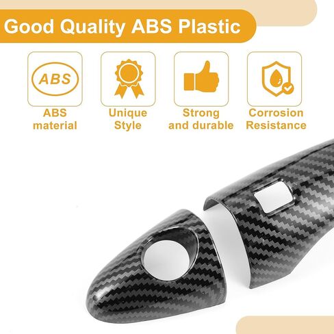Smart Car Door Handle Cover Trim - Car Side Door Handle Cover - for Kia Optima K5 2011-2015 Carbon Fiber Black - 1 Set in Saudi Arabia
