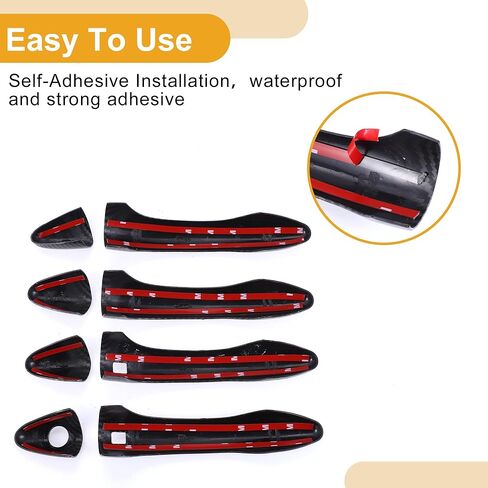 Smart Car Door Handle Cover Trim - Car Side Door Handle Cover - for Kia Optima K5 2011-2015 Carbon Fiber Black - 1 Set in Saudi Arabia