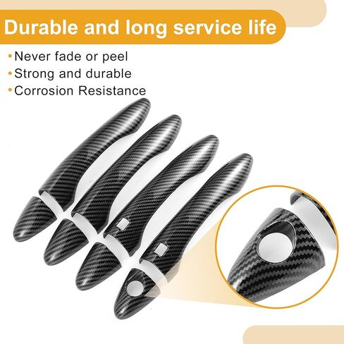 Smart Car Door Handle Cover Trim - Car Side Door Handle Cover - for Kia Optima K5 2011-2015 Carbon Fiber Black - 1 Set in Saudi Arabia