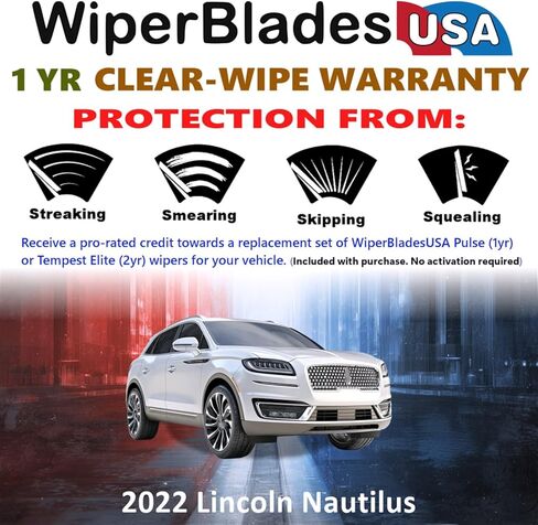 مجموعة شفرات المساحات WiperBladesUSA مع ضمان لمدة سنة واحدة متوافقة مع مساحات Lincoln Town Car 2007 (مجموعة من 2) ممسحات النبض in Saudi Arabia