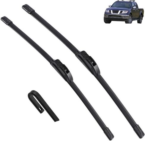 مجموعة ممسحة أمامية متوافقة مع Nissan Frontier Navara Brute D40 2004-2013 2012 شفرة ممسحة الزجاج الأمامي المطلية 24 بوصة + 19 بوصة (محرك اليد اليسرى) in Kuwait