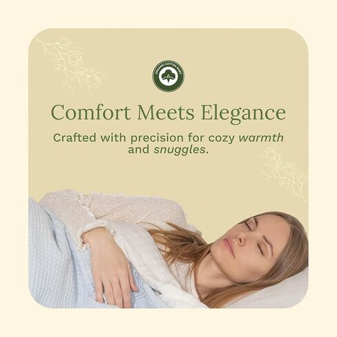 Organic Cotton Waffle Weave Sky Blue King Blanket - 100% Cotton, Breathable, All-Natural, Premium and Luxurious Blanket for King and Cal King Beds (Sky Blue - King/California King) in Saudi Arabia