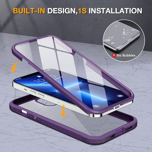 Miracase Glass Series for iPhone 15 Pro Max Case 6.7 Inch, Full-Body Drop Proof Phone Case for iPhone 15 Pro Max with Built-in 9H Tempered Glass Screen Protector + Camera Protector, Clear in Saudi Arabia