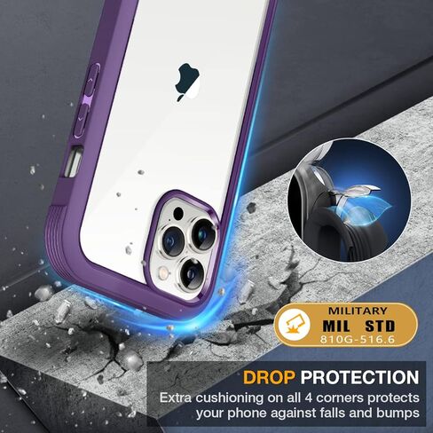 Miracase Glass Series for iPhone 15 Pro Max Case 6.7 Inch, Full-Body Drop Proof Phone Case for iPhone 15 Pro Max with Built-in 9H Tempered Glass Screen Protector + Camera Protector, Clear in Saudi Arabia