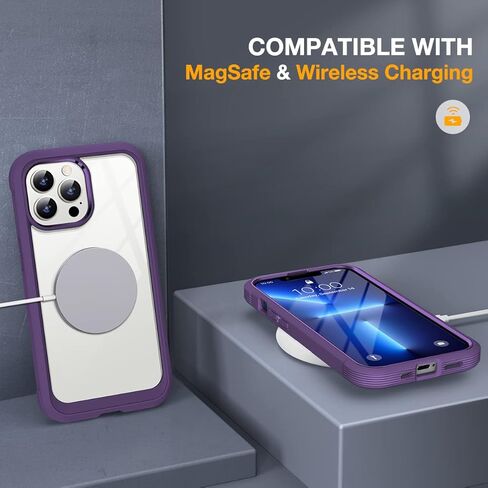 Miracase Glass Series for iPhone 15 Pro Max Case 6.7 Inch, Full-Body Drop Proof Phone Case for iPhone 15 Pro Max with Built-in 9H Tempered Glass Screen Protector + Camera Protector, Clear in Saudi Arabia