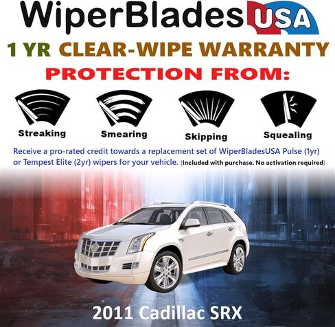 مجموعة شفرات المساحات WiperBladesUSA مع ضمان لمدة سنة واحدة متوافقة مع مساحات كاديلاك XTS 2016 (مجموعة من 2) ماسحات النبض in Saudi Arabia
