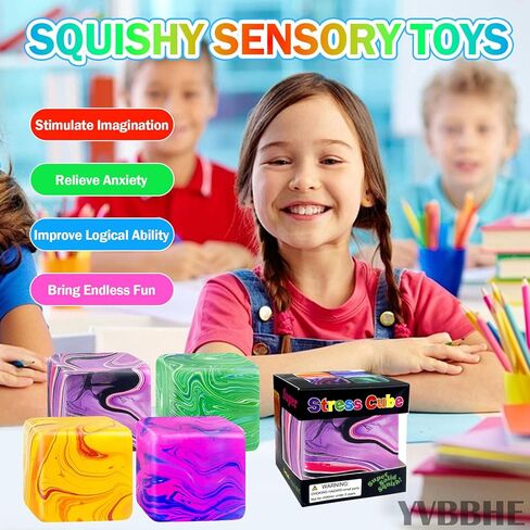 Fidget Cube Squishy Toys , Squeeze Stress Balls for Kids, Adults Squishies Anxiety Relief Maltose Ball, Ice Squishys Sugar Sensory Toy for ADHD Autism, Novel Design Colorful Fidgets Cubes (Green) in Kuwait