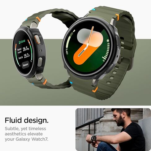 Spigen Liquid Air مصمم لساعة سامسونج جالاكسي 7 40 ملم، حافظة مرنة خفيفة الوزن من مادة TPU لساعة جالاكسي 7 40 ملم (2024) - أسود مطفي in Saudi Arabia