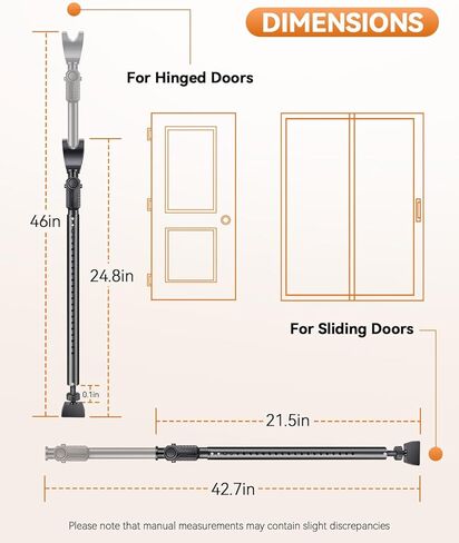 Door Security Bar & Sliding Patio Bar with Alarm, Heavy Duty Stoppers Adjustable Jammer for Home, Apartment, Travel(113 dB Extra Loud Alarm), Black Door Stoppers Security Bar in Saudi Arabia
