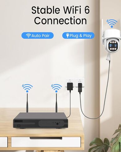 نظام كاميرا أمان لاسلكية في الهواء الطلق: [عدسة مزدوجة 4K & 10X تكبير هجين] تتبع تلقائي 4 قطع كاميرا PTZ لأمن المنزل WiFi6 10CH نظام كاميرا أمان NVR CCTV قابل للتوسيع مع محرك أقراص ثابتة سعة 1 تيرابايت in Kuwait