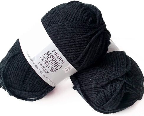 Superwash 100% Merino Wool Yarn for Knitting and Crocheting, 3 or Light, DK, Leight Worsted Weight, Drops Merino Extra Fine, 1.8 oz 115 Yards per Ball (27 Navy Blue) in Saudi Arabia