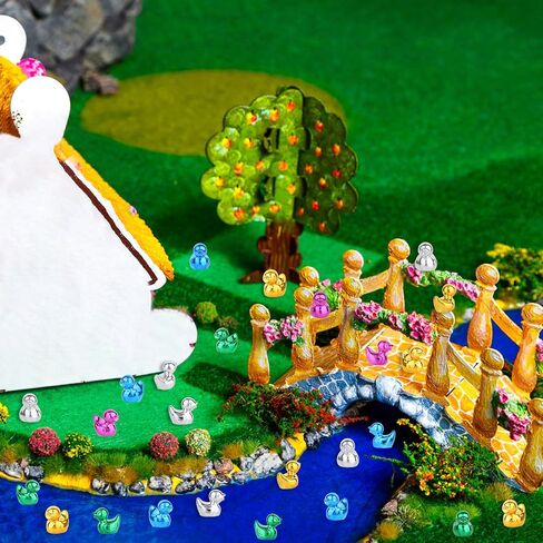 50pcs Mini Resin Christmas Ducks, 5 Colors Miniature Colorful Electroplate Duck Tiny Shiny Figures for Christmas Micro Small Little Garden Landscape & Cake Toppers Decoration in Saudi Arabia