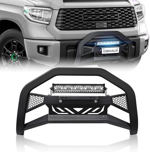 Bull Bar with Light Bar & License Plate Frame Compatible for 2005-2021 Nissan Frontier Front Guard Grille, Truck Brush Guard,Bumper Push Bar (Include Skid Plate & Light Mount, Black) in Saudi Arabia