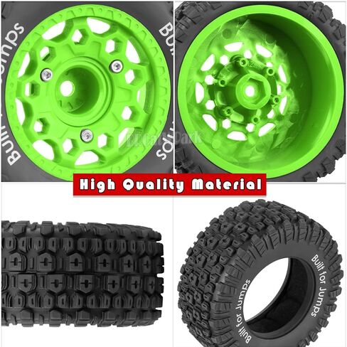 4Pcs RC Wheels and Tires for Slash 2WD 4X4,Axia1,Rc 4wd,Red cat,Arrm a Senton,etc RC Truck,12/14/17mm Hex Wheels Rims and Rubber Tires,RC Short Course Truck Wheels Tires w/Sponge,Green in Saudi Arabia