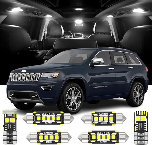 19 Pieces Interior LED Light Kit + Back Up Bulb Reverse Lights Replacement for Jeep Grand Cherokee WK2 2011-2021 White LED Backup Light + Interior Bulb Package, Install Tool in Saudi Arabia