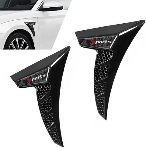 2 PCS Car Side Fender Vents, TPU Shark Gill Spoiler Air Flow Intake Hole Grille Decal, Car Side Fender Vent Decor Covers with Sports Logo, Cool Exterior Modified for Most Cars (Red) in Saudi Arabia