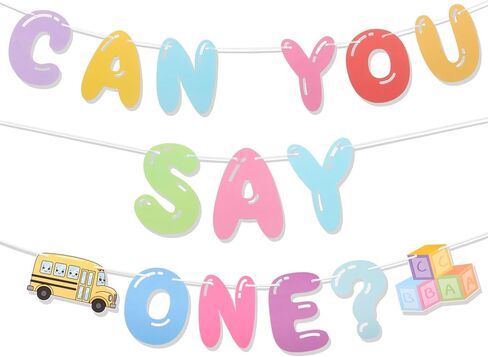 Can You Say Banner Enlightened Teacher Banner Cartoon Theme Girl Birthday Decorations Bubble Gum Party Decorations Funny Birthday Party Supplies(Two) in Saudi Arabia