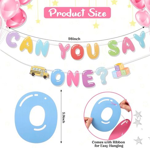 Can You Say Banner Enlightened Teacher Banner Cartoon Theme Girl Birthday Decorations Bubble Gum Party Decorations Funny Birthday Party Supplies(Two) in Saudi Arabia