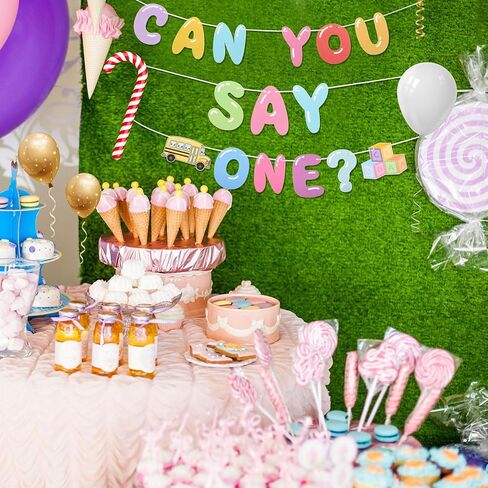 Can You Say Banner Enlightened Teacher Banner Cartoon Theme Girl Birthday Decorations Bubble Gum Party Decorations Funny Birthday Party Supplies(Two) in Saudi Arabia