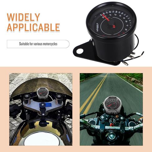 Garneck Motorcycle Tachometer with LED Backlight High Accuracy Speedometer for Single-Cylinder Bikes Construction Red Light for Safe Riding in Saudi Arabia