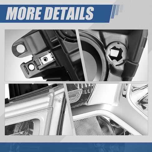 مجموعة المصابيح الأمامية من Auto Dynasty متوافقة مع 2019-2024 دودج رام 1500، مصابيح أمامية هالوجين جانبية للسائق والراكب، GM2502329 GM2503329، زاوية شفافة بغطاء أسود in Kuwait