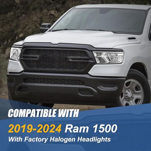 مجموعة المصابيح الأمامية من Auto Dynasty متوافقة مع 2019-2024 دودج رام 1500، مصابيح أمامية هالوجين جانبية للسائق والراكب، GM2502329 GM2503329، زاوية شفافة بغطاء أسود in Kuwait
