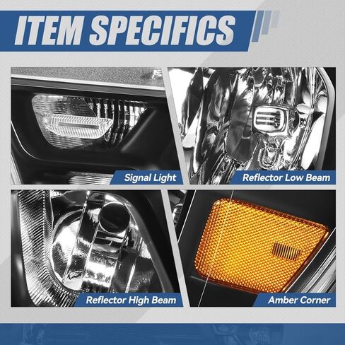 Auto Dynasty Headlights Assembly Compatible with 2019-2024 Dodge Ram 1500, Driver and Passenger Side Halogen Headlamps, GM2502329 GM2503329, Black Housing Clear Corner in Saudi Arabia