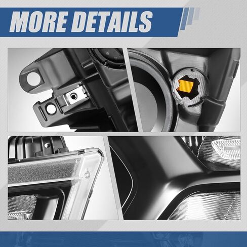 Auto Dynasty Headlights Assembly Compatible with 2019-2024 Dodge Ram 1500, Driver and Passenger Side Halogen Headlamps, GM2502329 GM2503329, Black Housing Clear Corner in Saudi Arabia