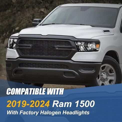 Auto Dynasty Headlights Assembly Compatible with 2019-2024 Dodge Ram 1500, Driver and Passenger Side Halogen Headlamps, GM2502329 GM2503329, Black Housing Clear Corner in Saudi Arabia