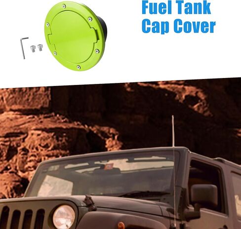 Gas Fuel Tank Cap Cover Locking Fuel Filler Cover Accessories for Jeep Wrangler 2007-2017 Aluminum Alloy ABS Green in Saudi Arabia