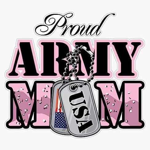 ملصق فينيل من Proud Army Mom USA مقاس 6 × 6 بوصات شارات عسكرية لسيارة ممتص الصدمات والشاحنة وشاحنة وسيارات الدفع الرباعي ونافذة جدار القارب وأكواب الكمبيوتر المحمول أو أي سطح أملس in Saudi Arabia