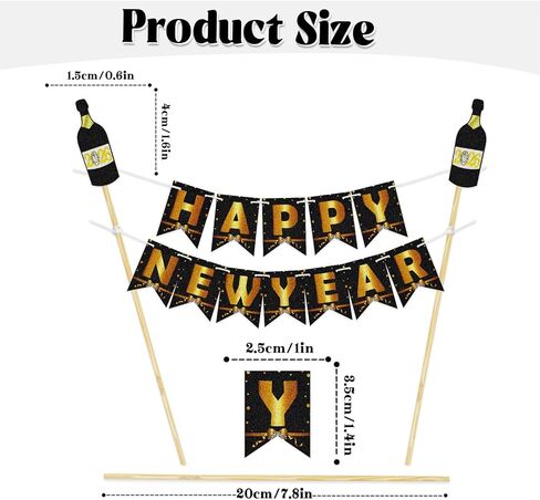 Happy New Year 2026 Cake Bunting - Handmade Pennant Flag Year of the Horse Garland 2026 Chinese New Year Party Cake Decoration - Lunar Chinese Spring Festival Themed Party Supplies in Saudi Arabia