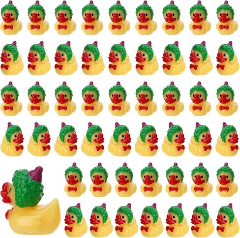 50 Pcs Clown Duck Figurines, Funny Circus Clown Figure Doll, Duck Dress up Clown Statues for Holiday Ornaments Display Party Favors Table Desk Cake Toppers Decor in Saudi Arabia