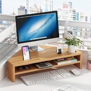 Monitor Stand Riser，Triangle Monitor Stand Riser, Laptop Computer Desk Organizer Stand for Office Study Room,(Brown) in Saudi Arabia