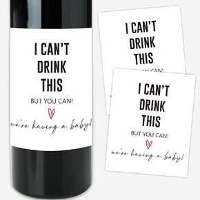 8 Pcs Funny Pregnancy Announcement Wine Bottle Labels, Pregnancy Announcement for Grandparents Husband, New Mom Dad Gifts, I Can’t Drink This But You Can Wine Labels Stickers, 4x5 Inch-A17 in Saudi Arabia