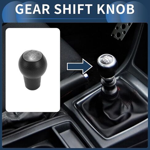 5 Speed Manual Gear Shift Knob, Front Automotive Gearbox Stick Shifter Lever Knob for Honda Fit 2002-2008 Plastic Black Titanium Tone, 1 Pc in Saudi Arabia