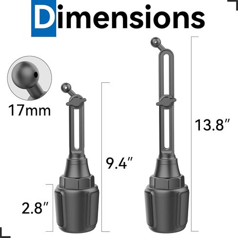 for Garmin GPS Car Mount Cup Holder Replacement 17mm Ball Mount with Adjustable Long Arm fit Garmin Nuvi Drive Dezl Portable Navigator, Black in Kuwait